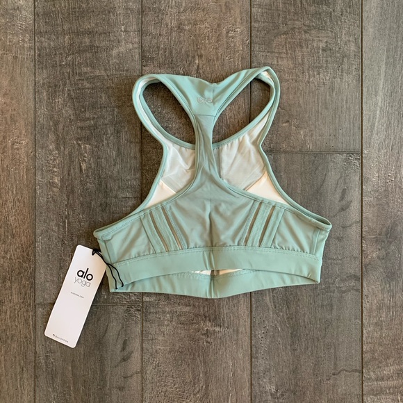 ALO Yoga Half Moon Sports Bra Sage Green - Picture 7 of 8